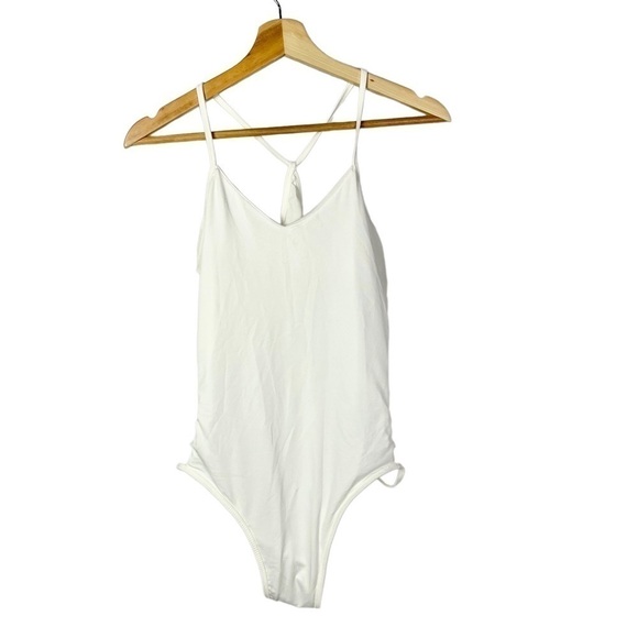 Boutique White Cut Out Side Cheeky One Piece Swimsuit M - Picture 1 of 3